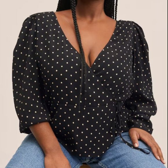Mango polka-dot wrap blouse - Picture 9 of 13